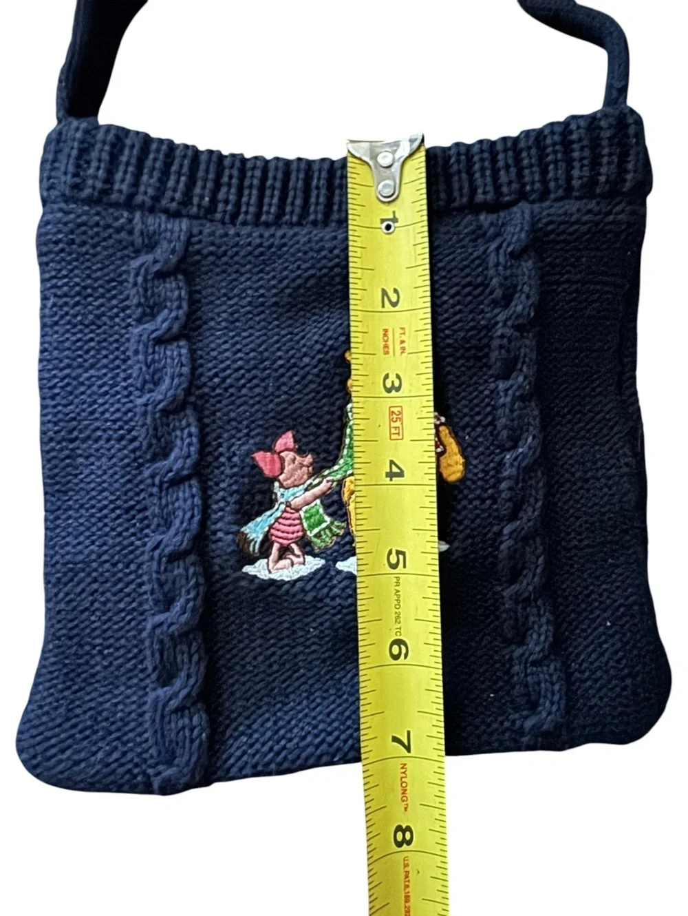 Disney Store Winnie the Pooh & Piglet Navy Blue Knit Crossbody Bag